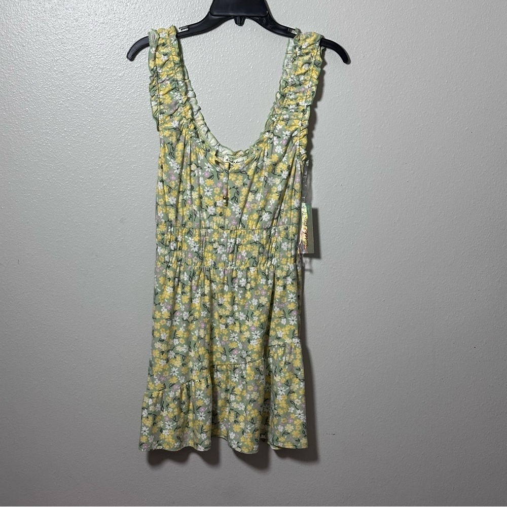 Derek Heart Women Yellow/Green‎ Floral Summer Dress Size Small.